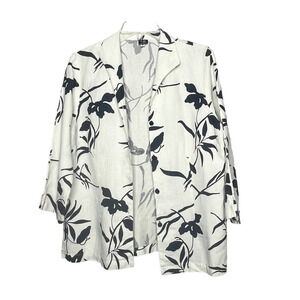CR Connie Roberson 100% Linen Floral Jacket Small